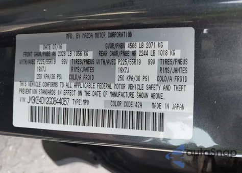 2016 Mazda Cx-5 Grand Touring z USA, uszkodzony, nr VIN JM3KE4DY2G0844057